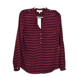 Olive & Oak Long Sleeve Blouse Crimson/Ink Size S